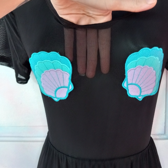 LAST 1! Iron fist mermaid nwt soft flowy maxi w sheer mesh top & seashell pastie - Picture 4 of 16